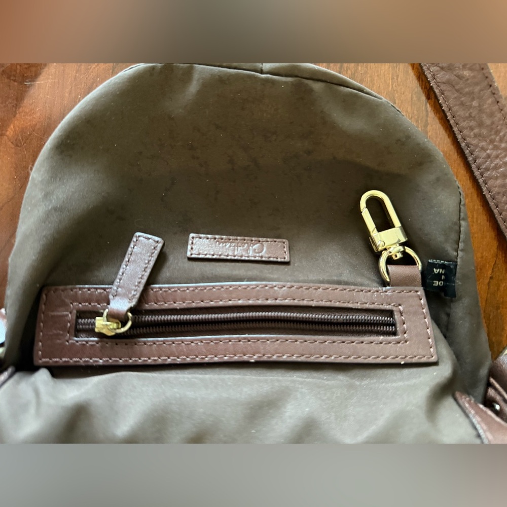 ✨ Cole Haan Supple Brown Leather Crossbody Flap Bag w/ Woven Strap Detailing ✨ - Picture 11 of 13